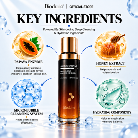 BIODURIC Active Enzyme Micro-Bubble Cleansing Honey Gel | Deep Cleansing & Gentle Exfoliation | 120ML